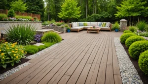 aménagement de jardin avec pierres et bois