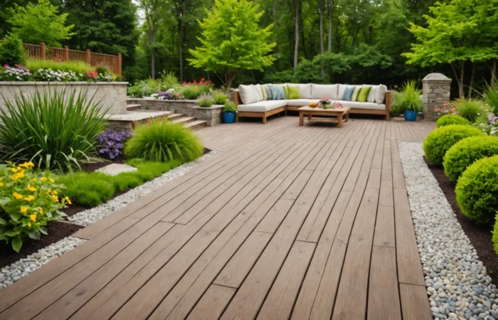 aménagement de jardin avec pierres et bois